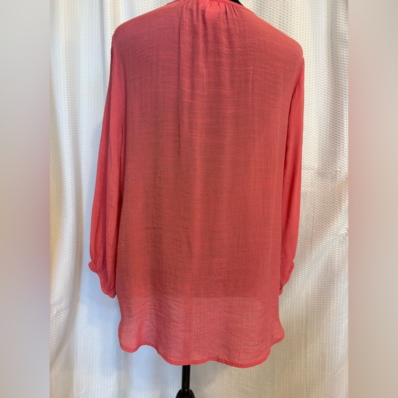 Liz Claiborne pink v-neck sheer blouse size large - Picture 4 of 8